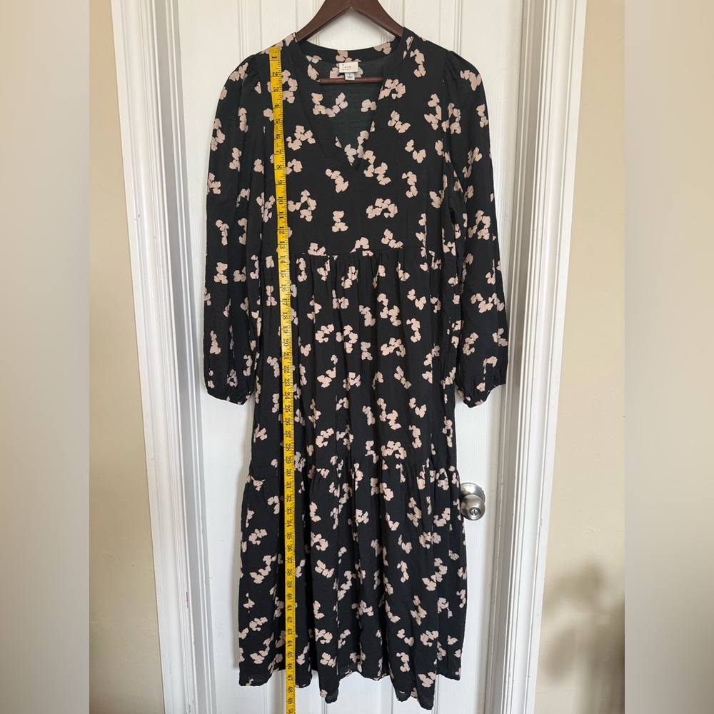 a new day Black Midi Dress with Cream Floral Print and Puff Sleeves - Picture 7 of 16